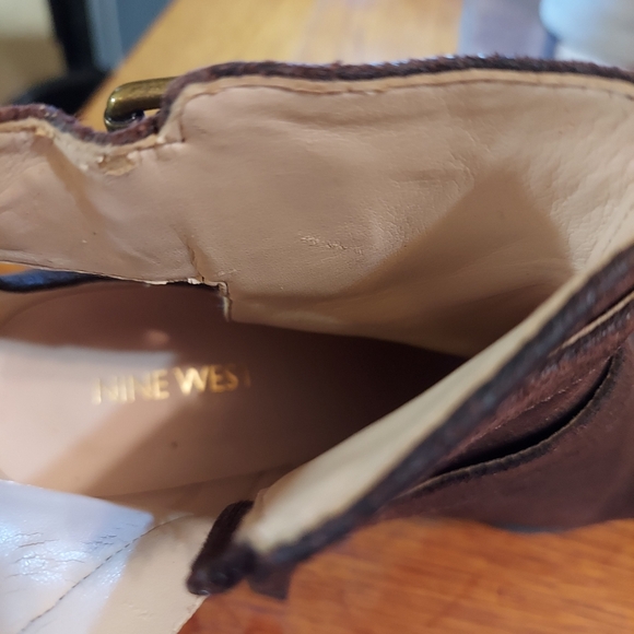 Nine west brown size 8 ankle boots leather upper buckles and cutout work rodeo - Picture 7 of 9